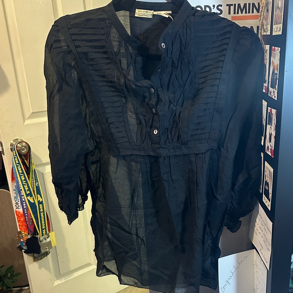 Maxstudio Chic Black Sheer Blouse
